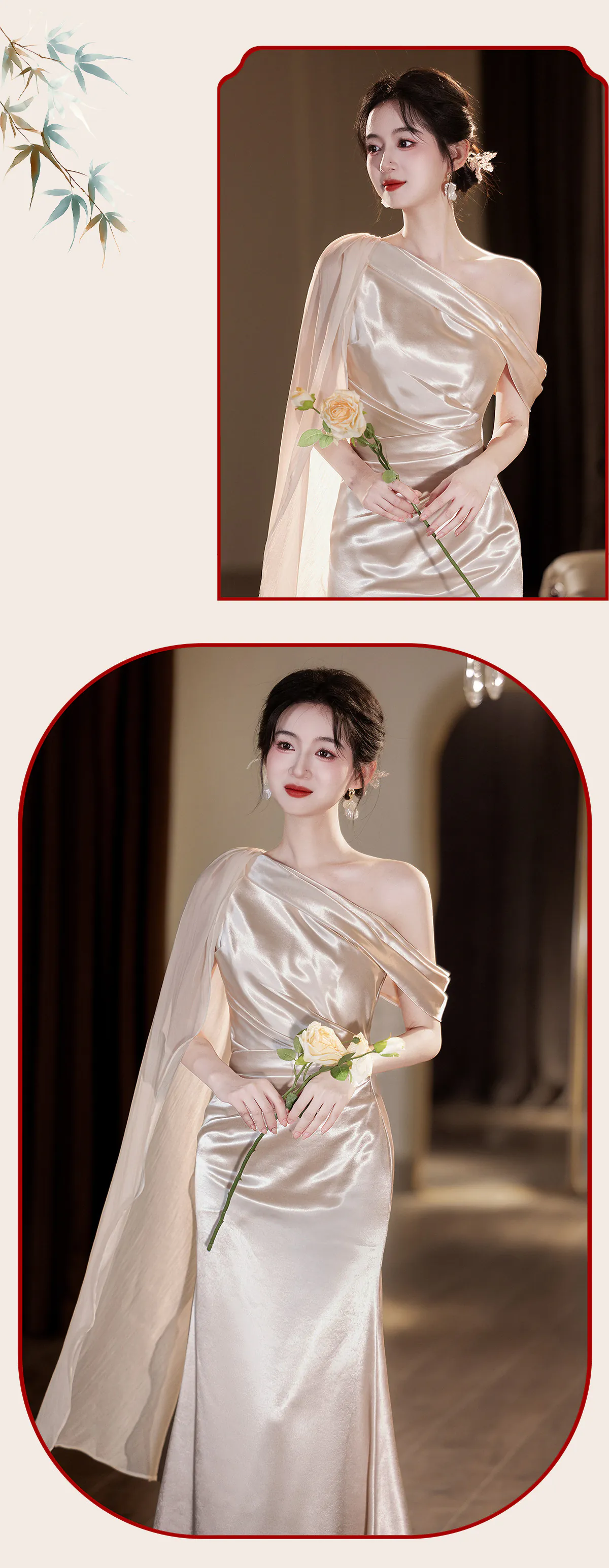Modern-Light-Khaki-Glossy-Satin-Ruched-Bodice-Asymmetrical-Bridesmaid-Dress22