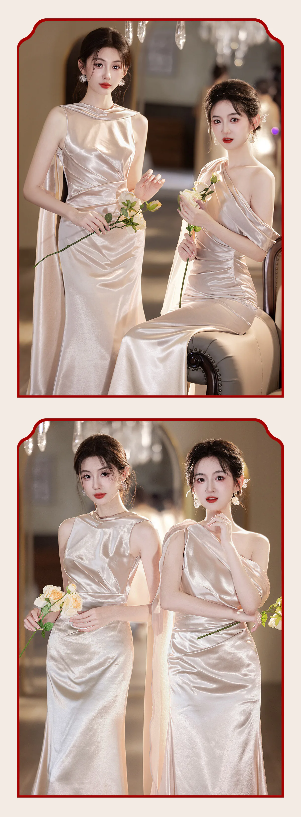 Modern-Light-Khaki-Glossy-Satin-Ruched-Bodice-Asymmetrical-Bridesmaid-Dress26