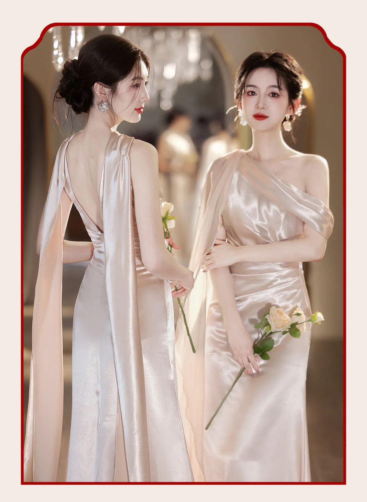 Modern-Light-Khaki-Glossy-Satin-Ruched-Bodice-Asymmetrical-Bridesmaid-Dress27
