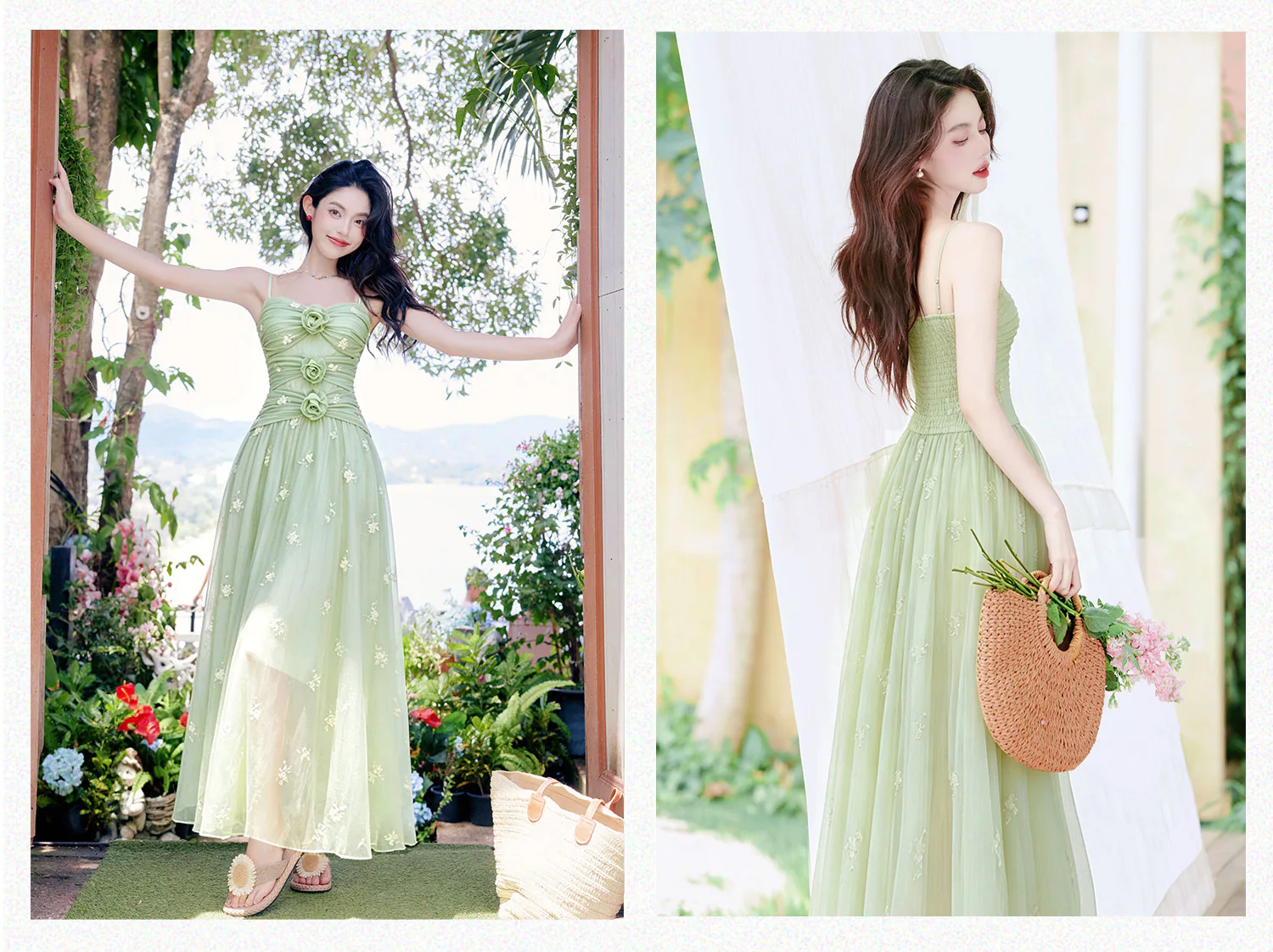 Sage-Green-Ruched-Bodice-Mesh-Cami-Dress-with-Knit-Shrug-2-Piece-Set08