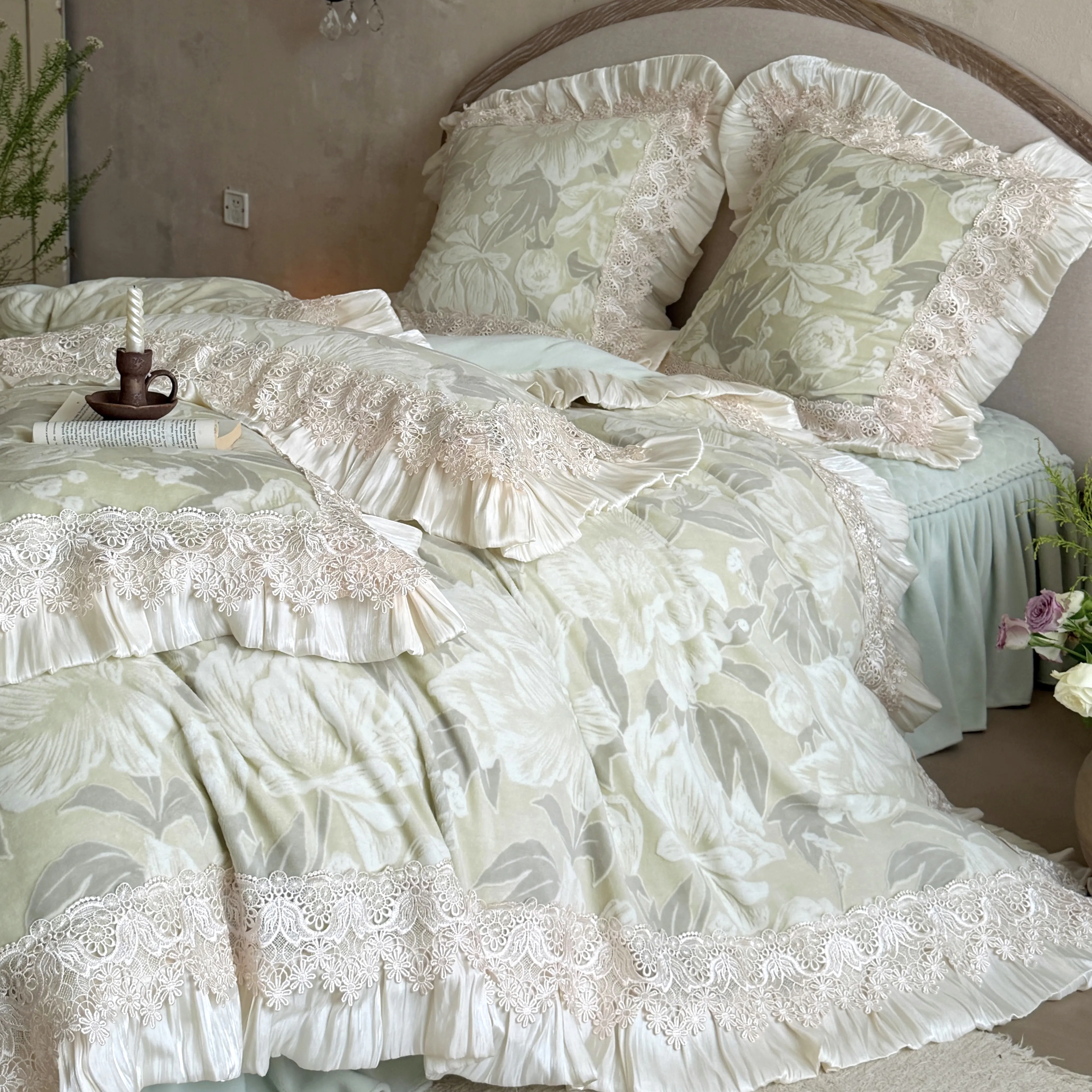 Vintage 3D Carved Peony Floral Winter Milk Velvet Fleece Duvet Cover Set03 Vintage 3D Carved Peony Floral Winter Milk Velvet Fleece Duvet Cover Set03