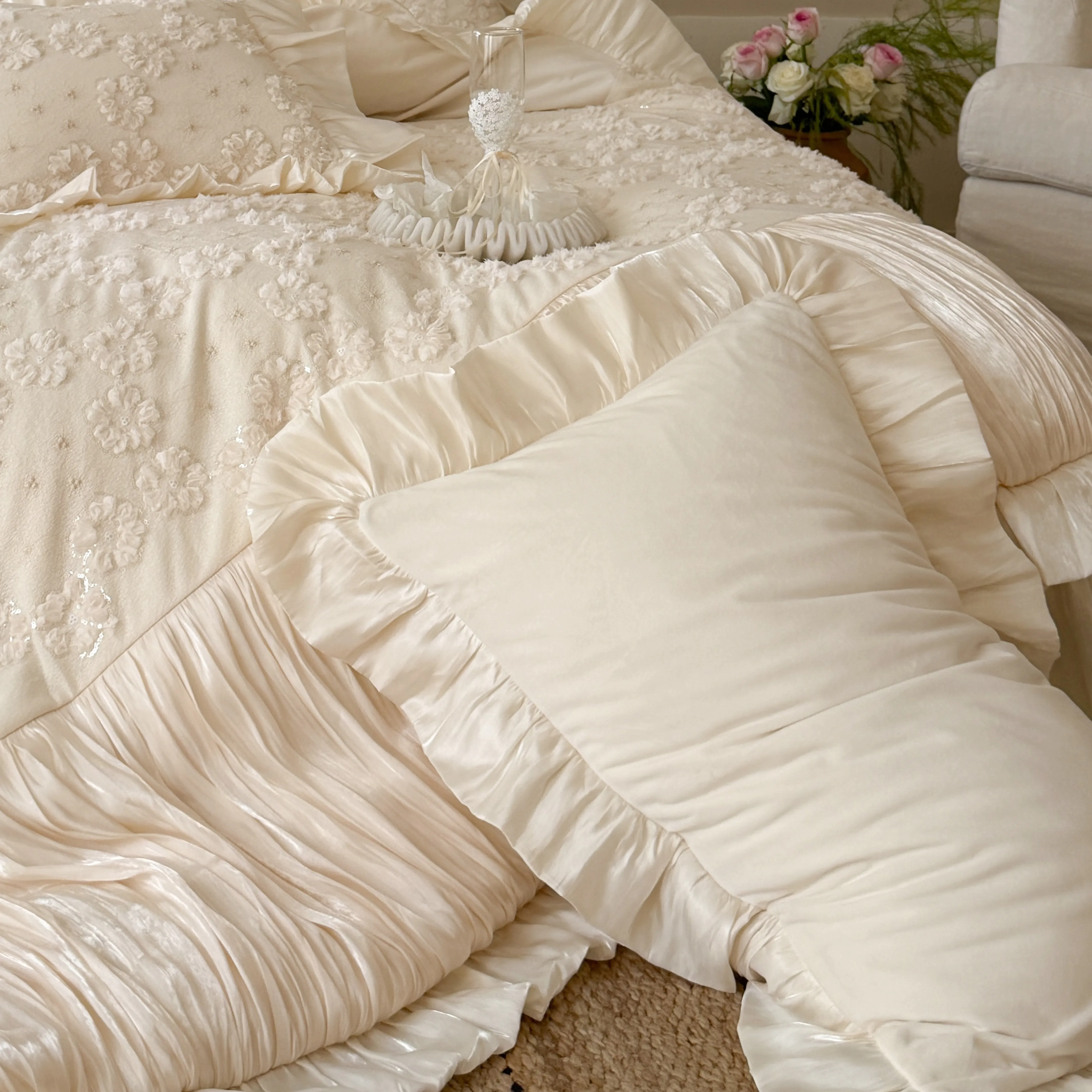 Vintage 3D Floral Soft 260g Matte Milk Velvet Fleece Warm Winter Bedding Set05 Vintage 3D Floral Soft 260g Matte Milk Velvet Fleece Warm Winter Bedding Set05