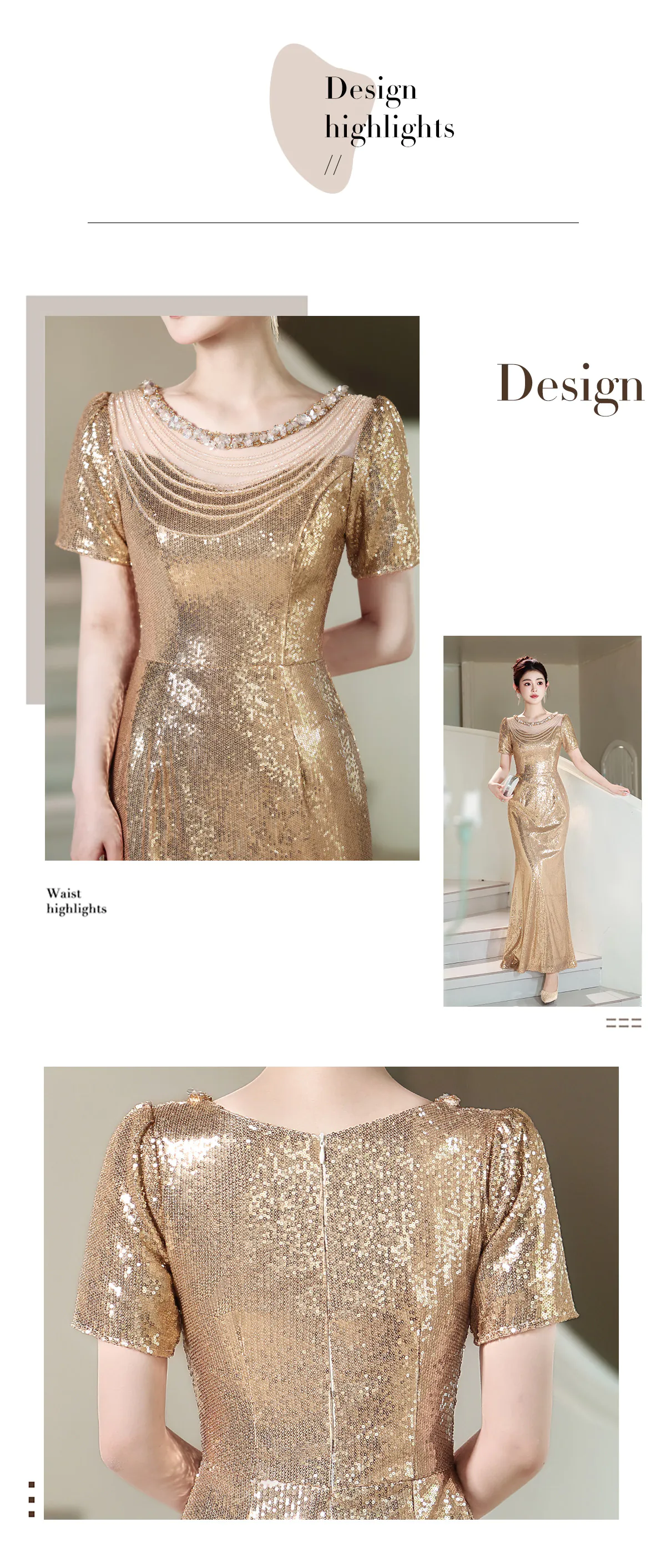 Beaded-Illusion-Neckline-Short-Sleeves-Gold-Sequin-Mermaid-Evening-Gown08