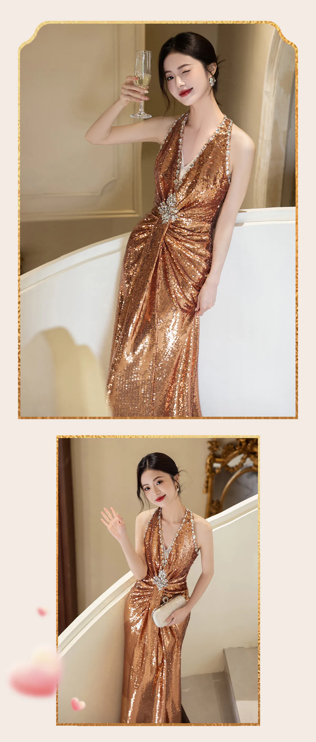 Champagne-Gold-Deep-V-Neck-Ruched-Bodice-Sequin-Sleeveless-Prom-Dress13