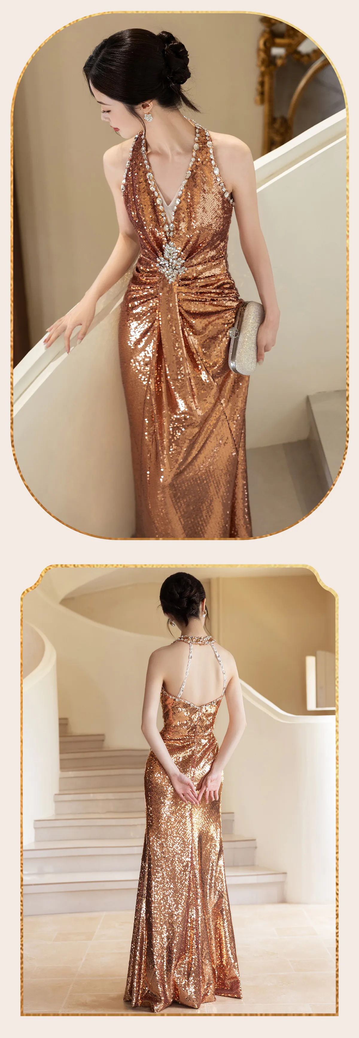 Champagne-Gold-Deep-V-Neck-Ruched-Bodice-Sequin-Sleeveless-Prom-Dress14