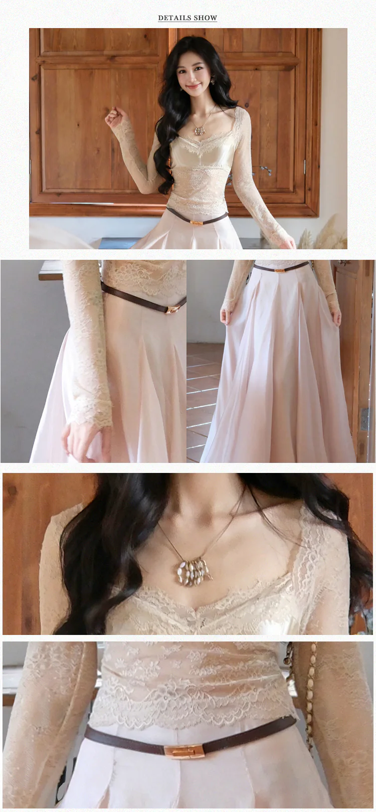Chic-Semi-Sheer-Floral-Lace-Slim-Fit-Top-with-Swing-Skirt-Two-Piece-Set08
