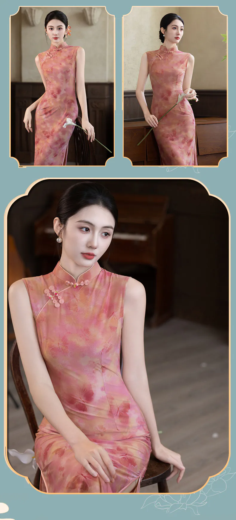 Ethereal-Watercolor-Blush-Peach-Pink-Tie-Dye-Butterfly-Print-Qipao-Dress09