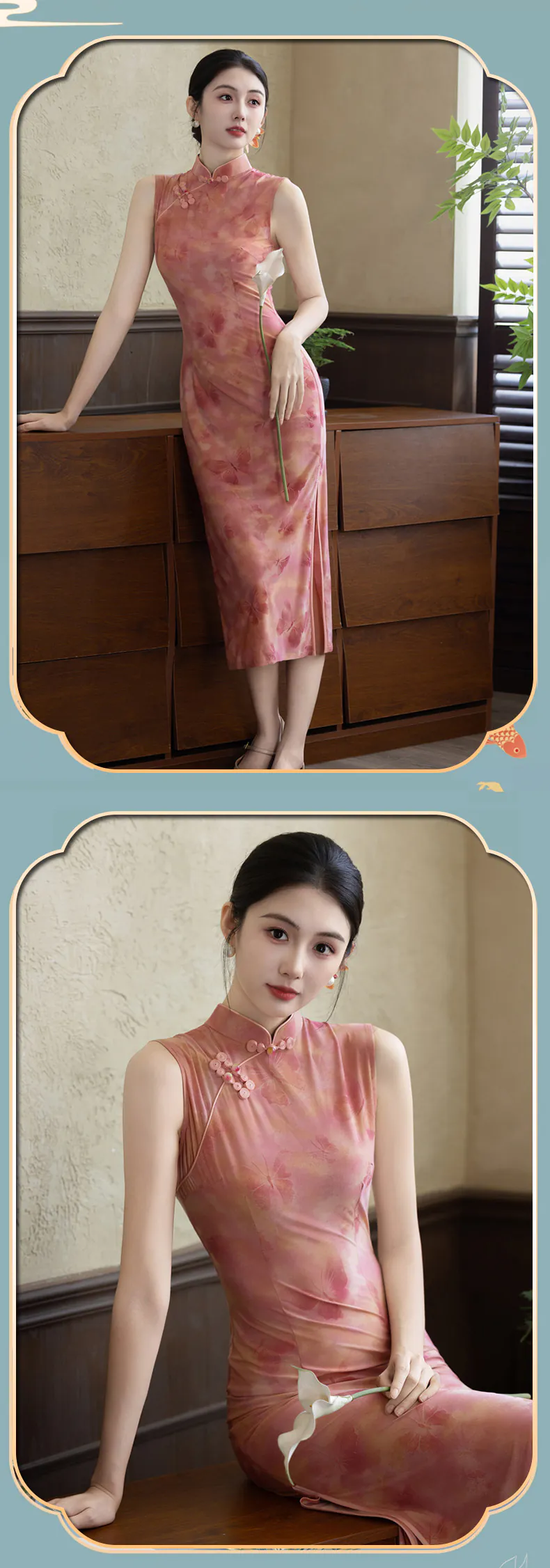 Ethereal-Watercolor-Blush-Peach-Pink-Tie-Dye-Butterfly-Print-Qipao-Dress10