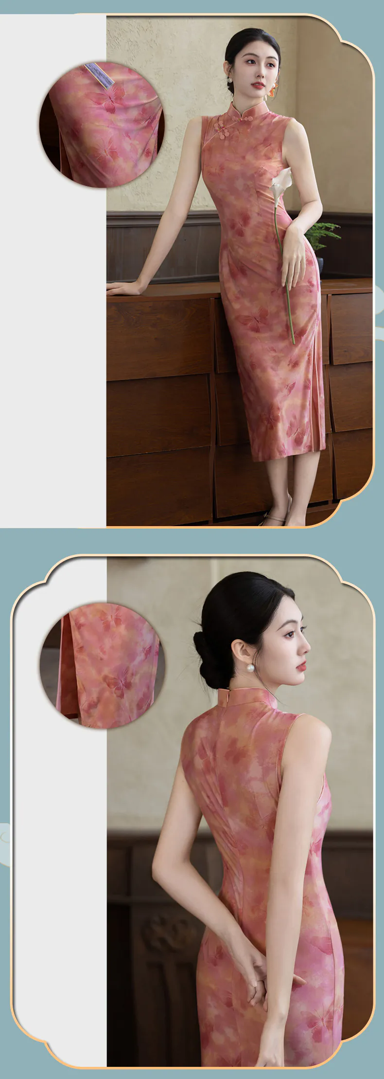 Ethereal-Watercolor-Blush-Peach-Pink-Tie-Dye-Butterfly-Print-Qipao-Dress13