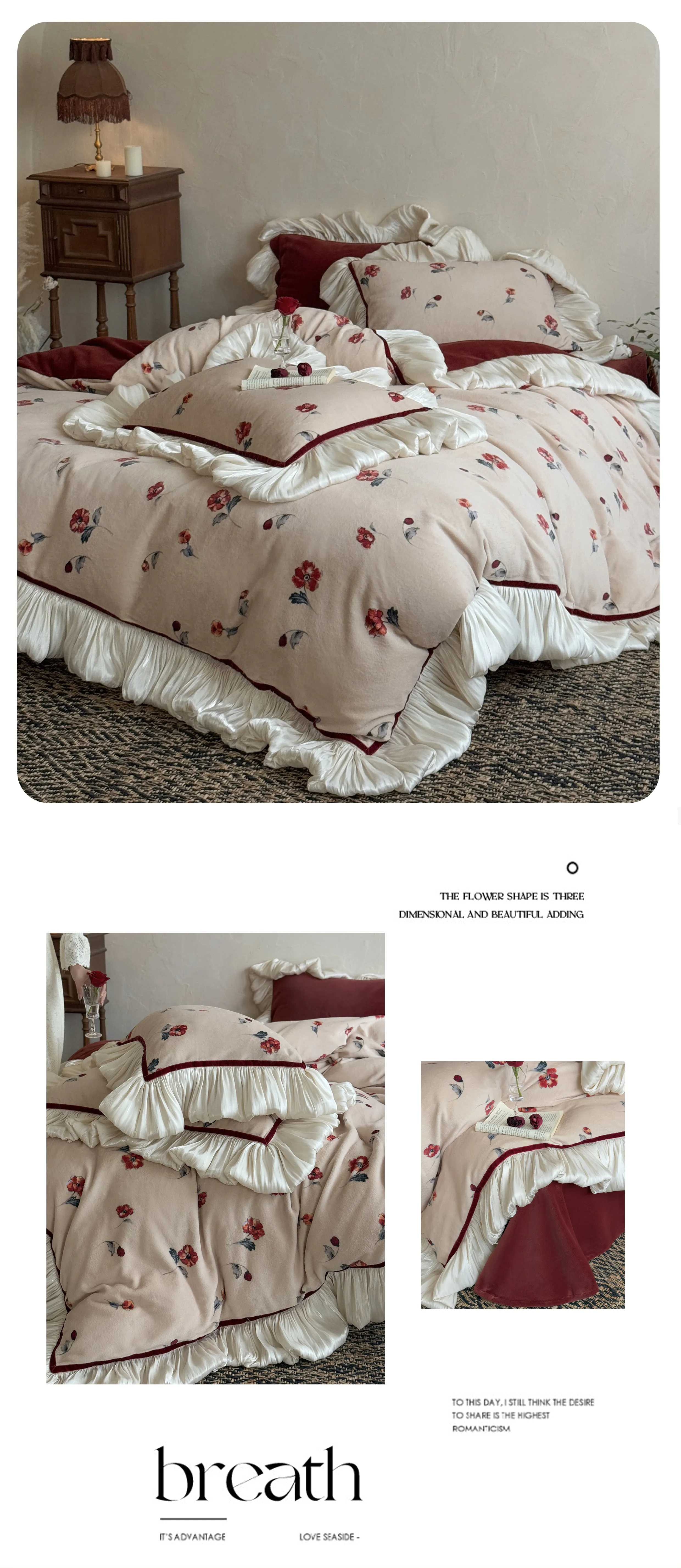 French-Retro-Floral-Matte-Milk-Fleece-Ruffle-Warm-Winter-Comforter-Cover-Set10