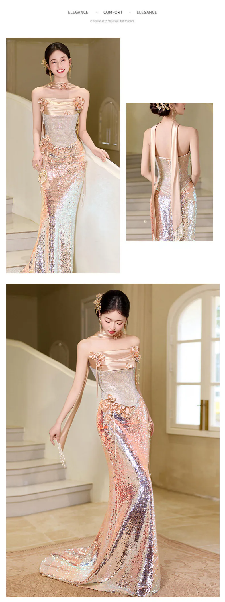 Glamorous-Rose-Gold-Shimmer-Ombre-Sequin-Mermaid-Strapless-Formal-Gown12