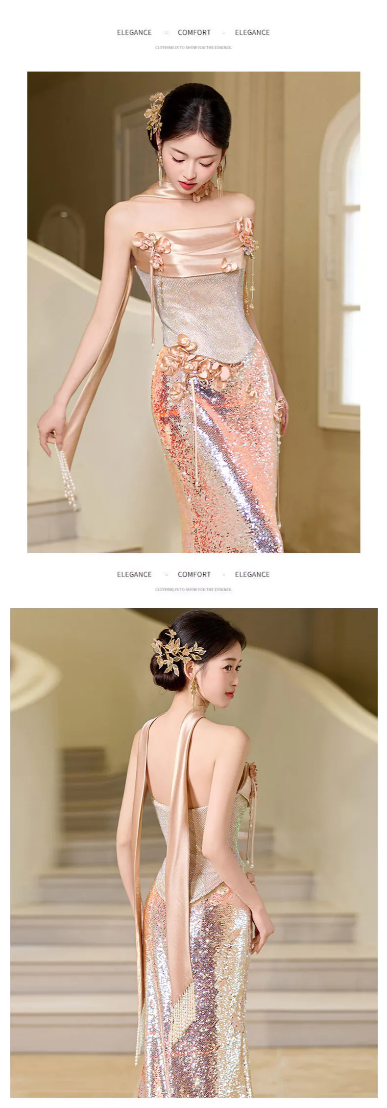 Glamorous-Rose-Gold-Shimmer-Ombre-Sequin-Mermaid-Strapless-Formal-Gown13
