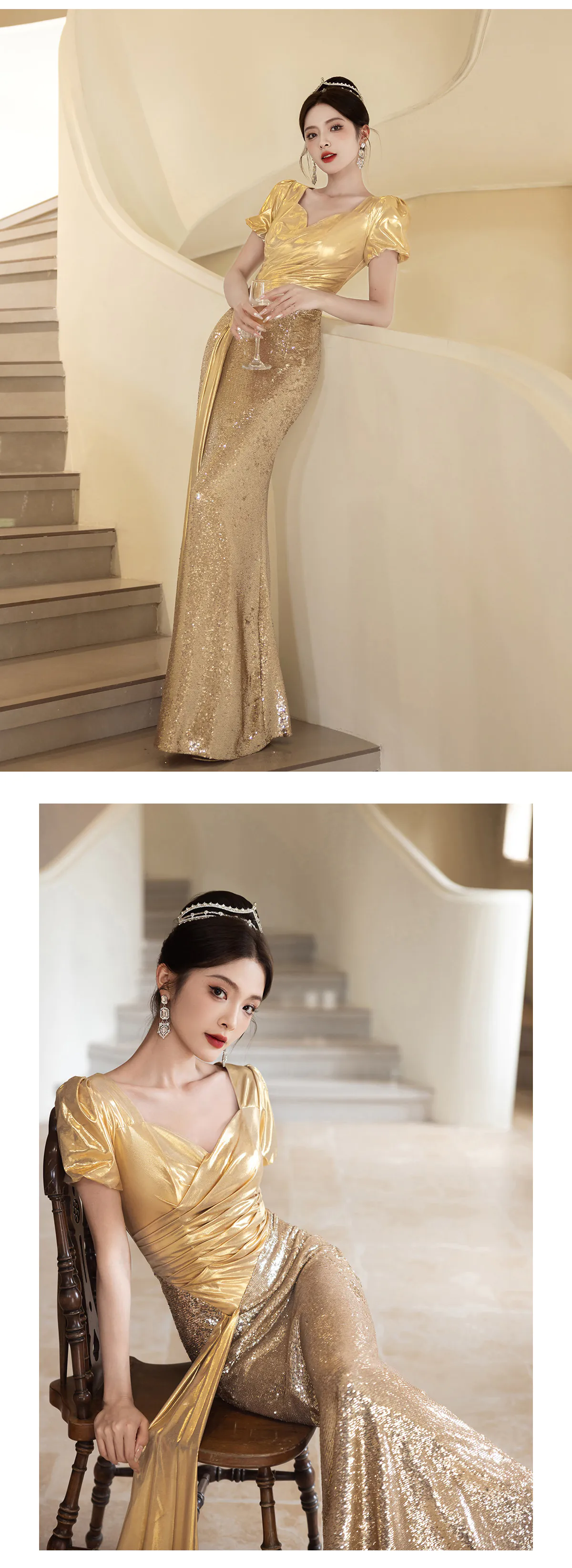 Gold-Glitter-Sequin-Asymmetrical-Waist-Spliced-Mermaid-Trumpet-Evening-Dress12