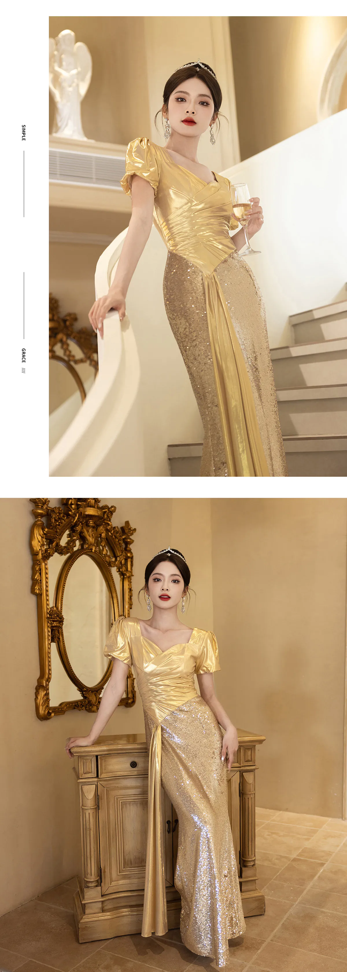 Gold-Glitter-Sequin-Asymmetrical-Waist-Spliced-Mermaid-Trumpet-Evening-Dress13