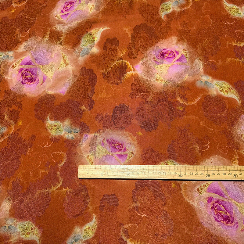 Luminous Terracotta Magenta Floral Viscose Xiangyunsha Material Fabric10 Luminous Terracotta Magenta Floral Viscose Xiangyunsha Material Fabric10
