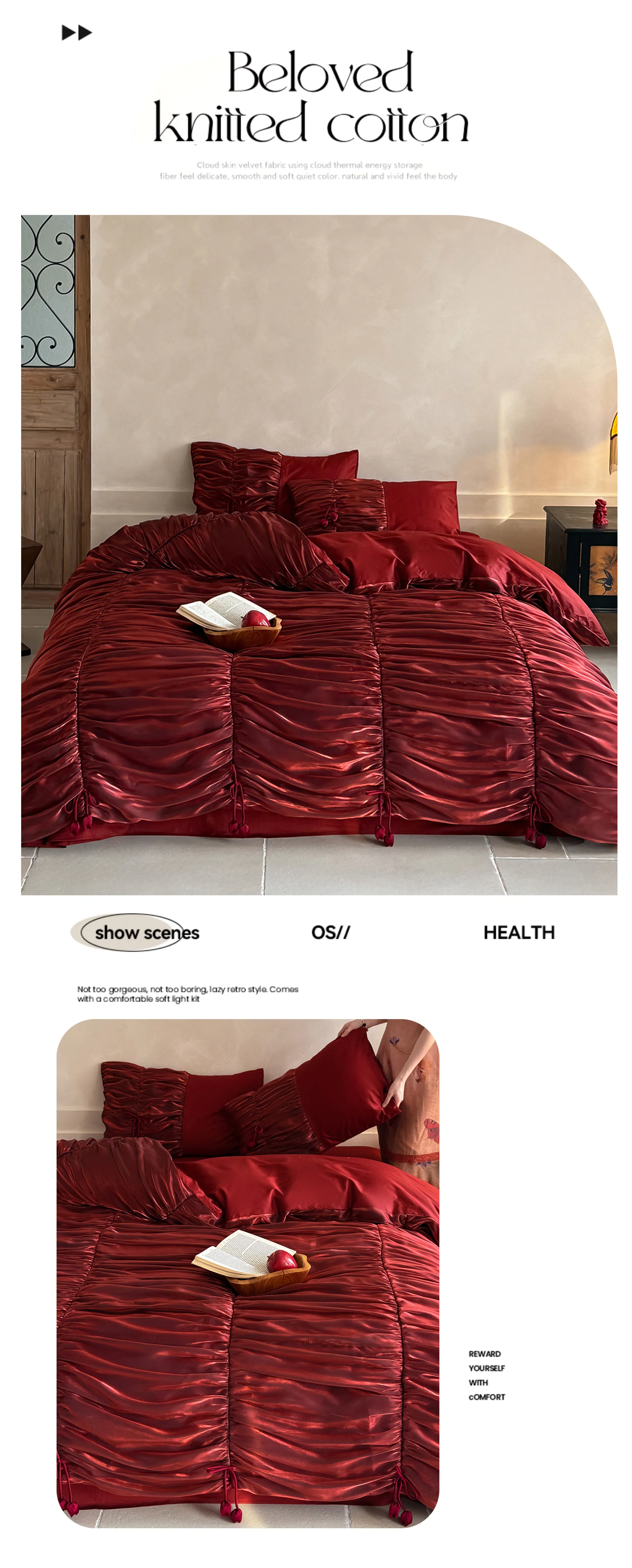 Luxurious-Crimson-Ruched-50s-2-Ply-Pure-Long-Staple-Cotton-4-Pcs-Bedding-Set07