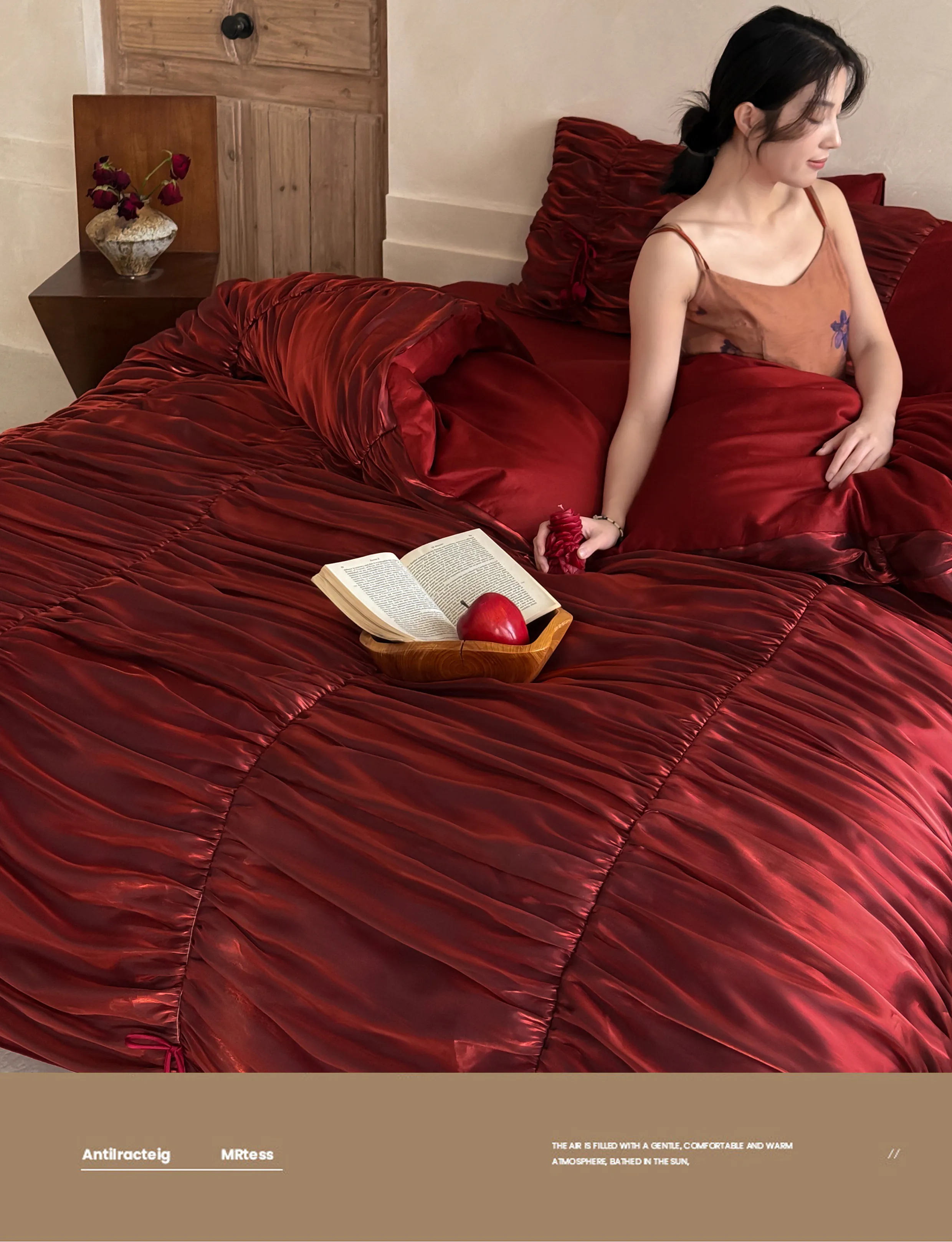 Luxurious-Crimson-Ruched-50s-2-Ply-Pure-Long-Staple-Cotton-4-Pcs-Bedding-Set08