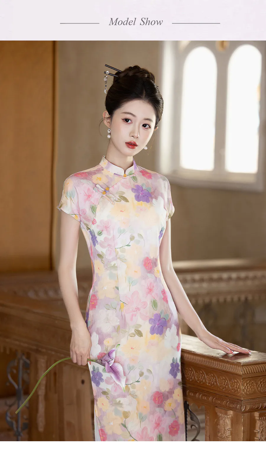 Modern-Soft-Blush-Pink-Floral-Mandarin-Collar-Cap-Sleeves-Qipao-Dress09