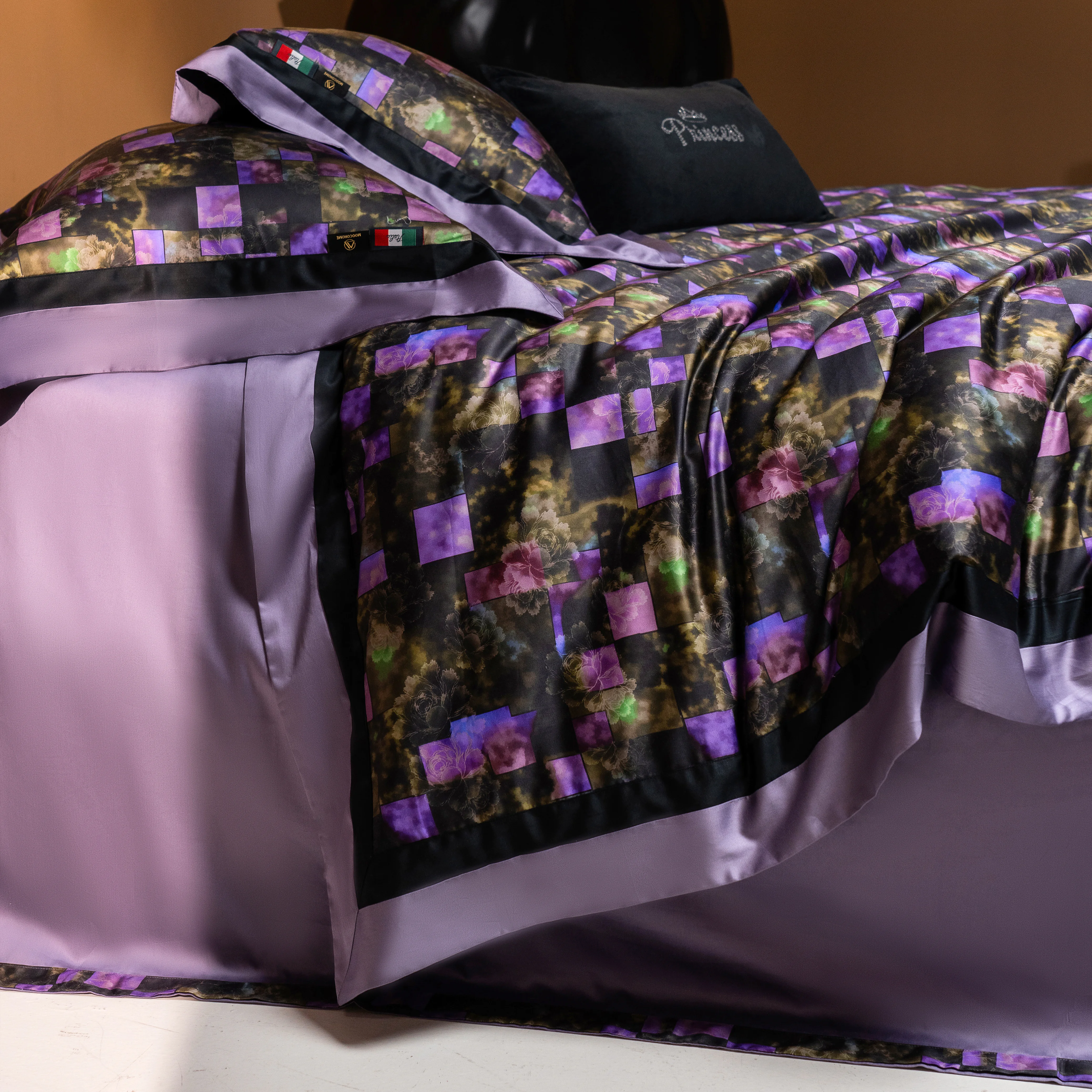 Moody Dark Academia Floral Mosaic 100S Long-Staple Cotton Bedding Set04 Moody Dark Academia Floral Mosaic 100S Long Staple Cotton Bedding Set04