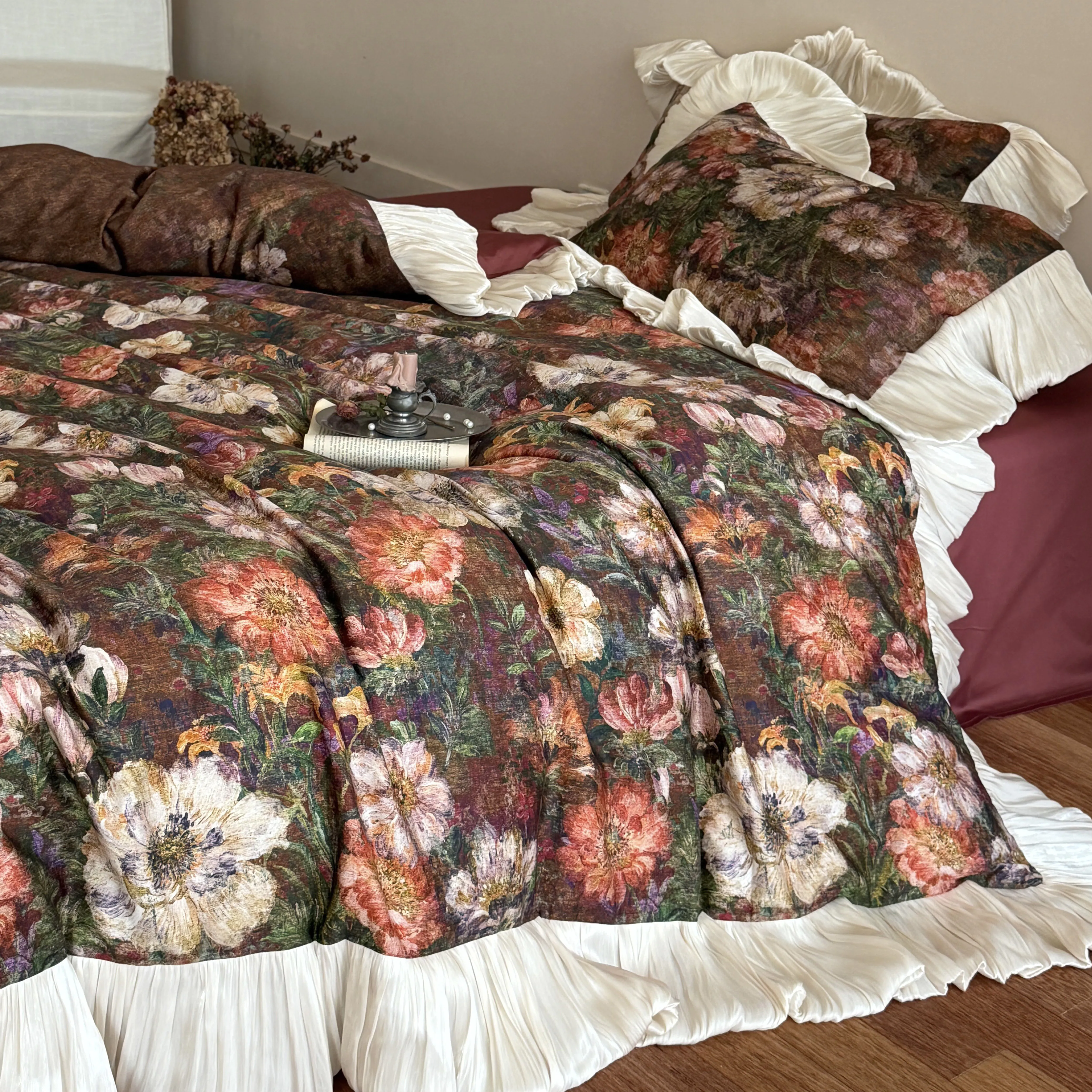Romantic Monet Garden Oil Painting Floral 50S Cotton Duvet Cover Set04 Romantic Monet Garden Oil Painting Floral 50S Cotton Duvet Cover Set04