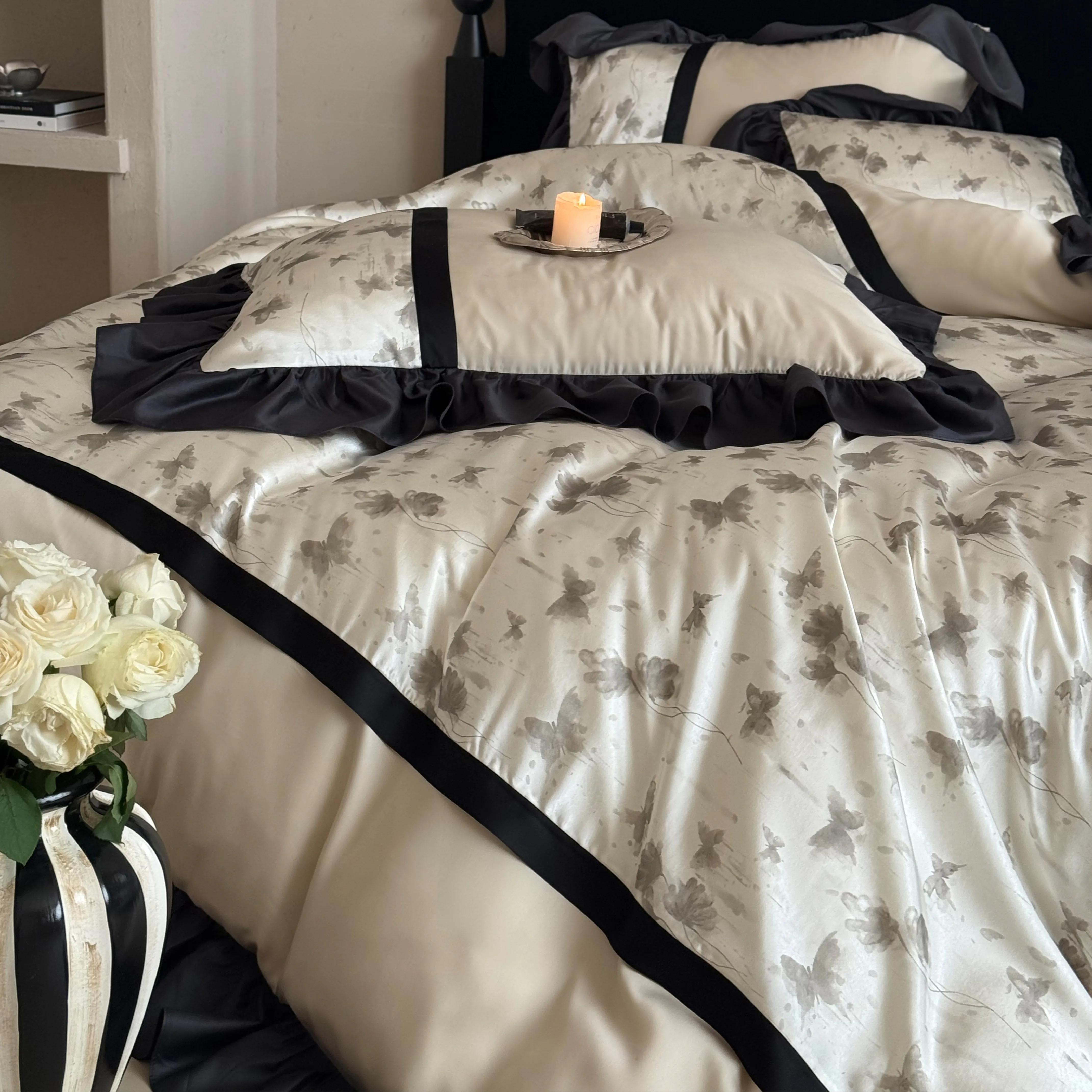 Soft Floral Butterfly Print Brushed Cotton 4-Piece Bed Sheet Pillowcases Set05 Soft Floral Butterfly Print Brushed Cotton 4 Piece Bed Sheet Pillowcases Set05