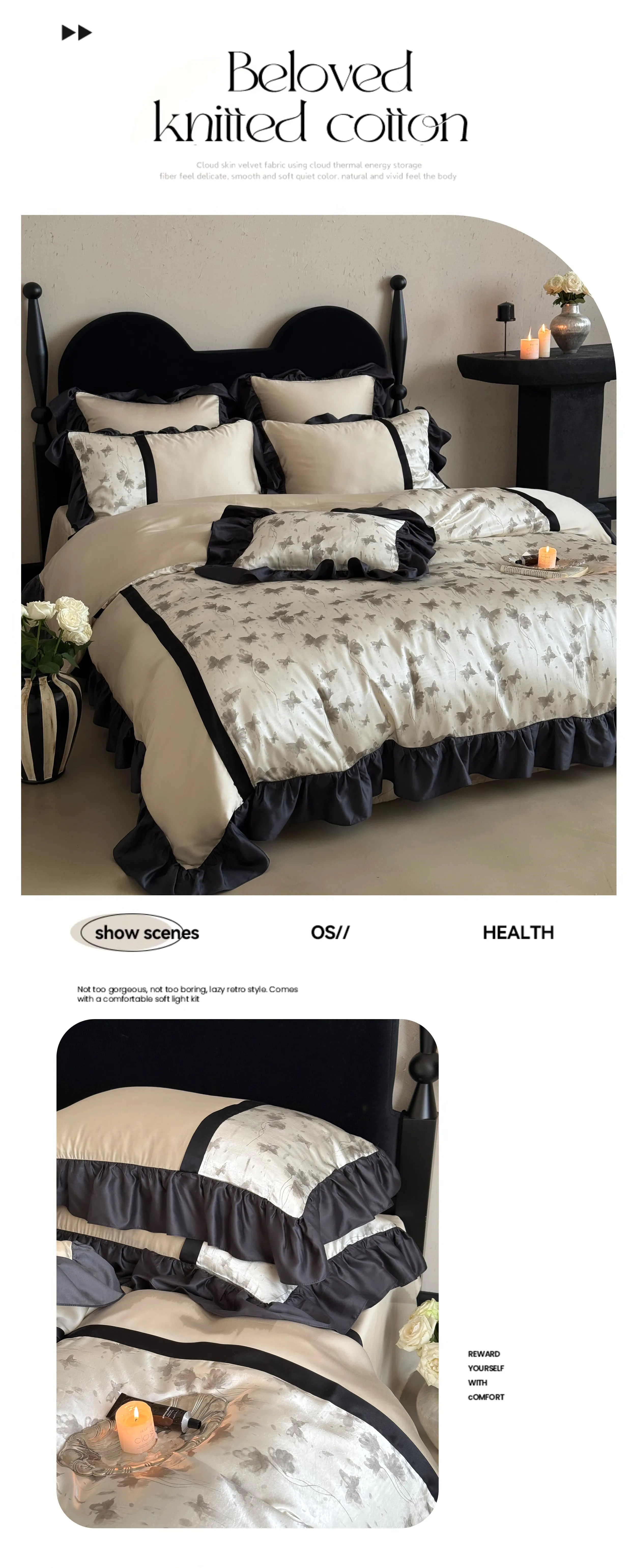 Soft-Floral-Butterfly-Print-Brushed-Cotton-4-Piece-Bed-Sheet-Pillowcases-Set07