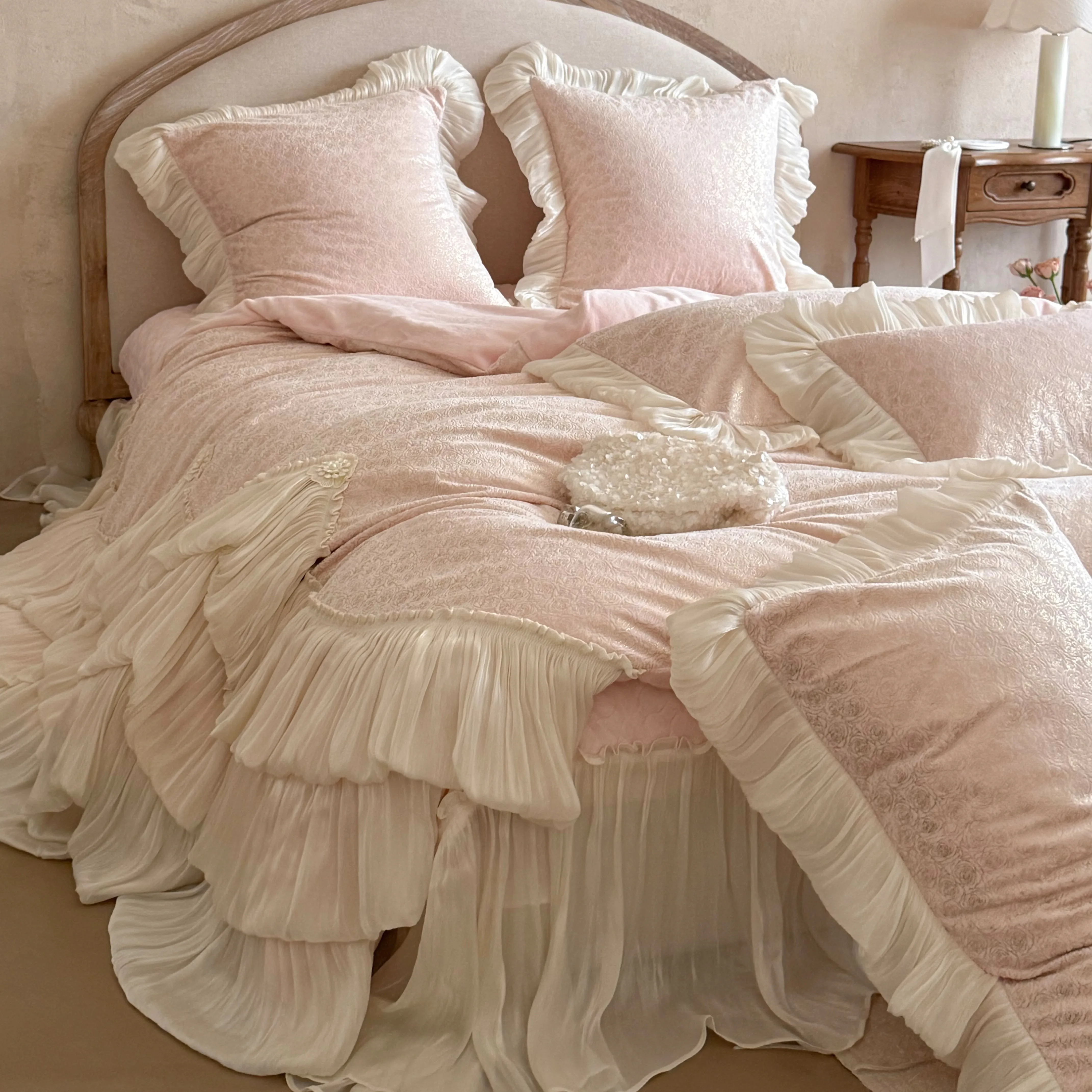 Victorian Style Soft Shimmer Fleece Milk Velvet Winter Warm Bedding Set02