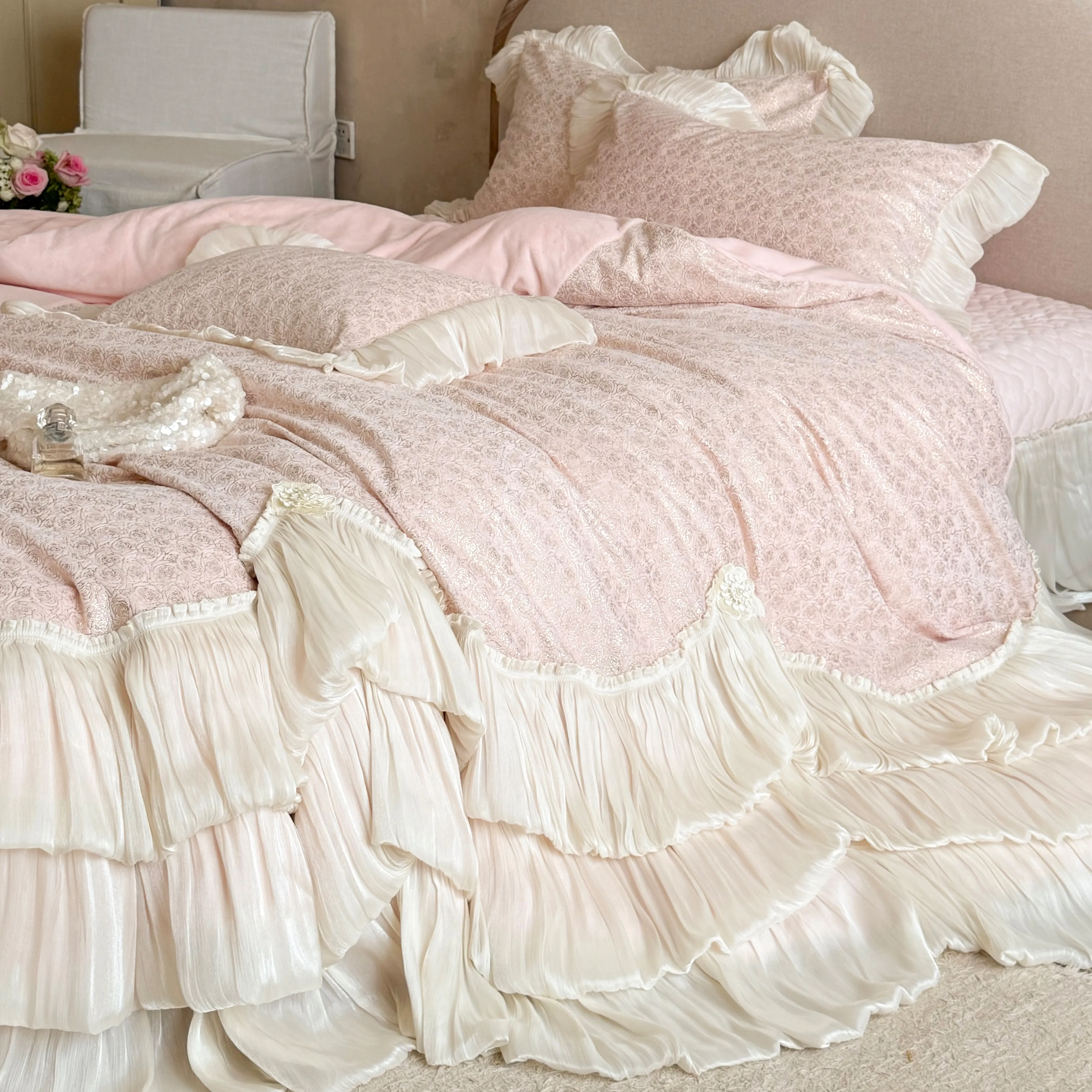 Victorian Style Soft Shimmer Fleece Milk Velvet Winter Warm Bedding Set03 Victorian Style Soft Shimmer Fleece Milk Velvet Winter Warm Bedding Set03
