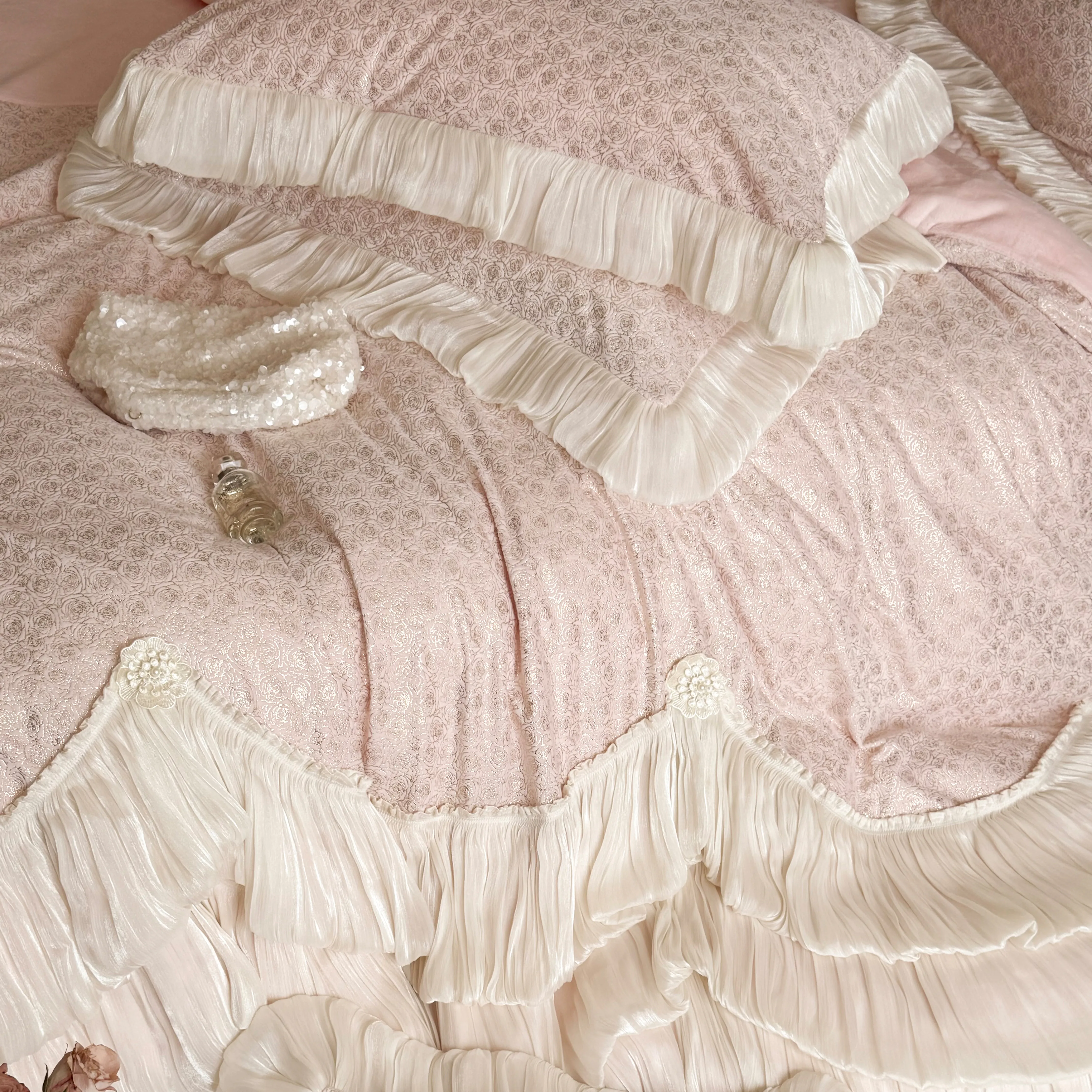 Victorian Style Soft Shimmer Fleece Milk Velvet Winter Warm Bedding Set04 Victorian Style Soft Shimmer Fleece Milk Velvet Winter Warm Bedding Set04