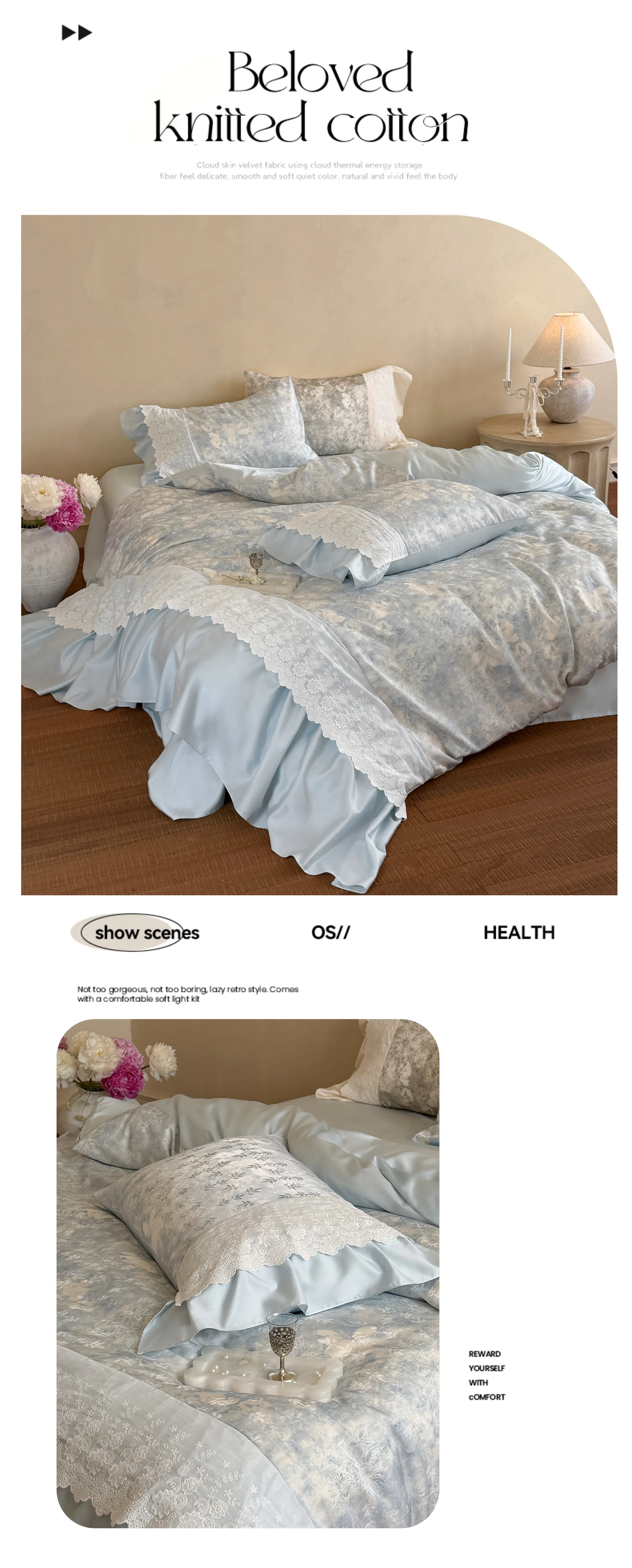 Vintage-Light-Blue-Botanical-Floral-Print-100S-Cotton-4-Piece-Bedding-Set07
