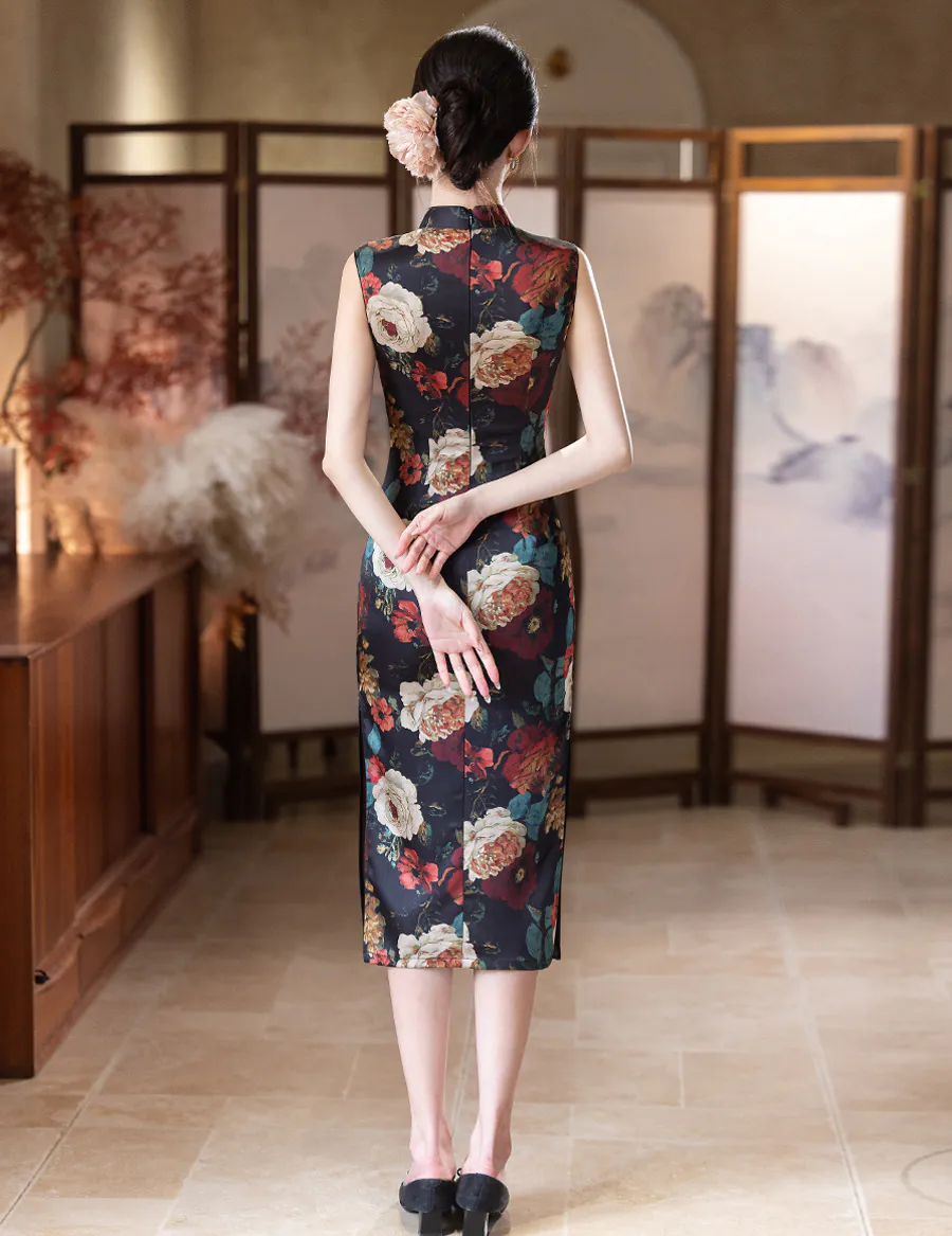 Vintage-Oriental-Black-Peony-Print-Slim-Fit-Sleeveless-Qipao-Cheongsam-Dress12